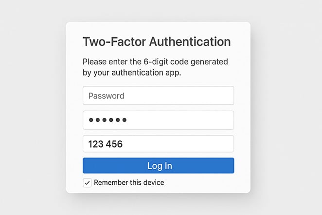 two-factor-authentication - SeedProd Two-factor authentication login prompt requiring a code in addition to a password