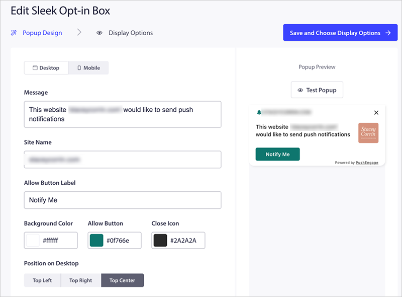 optin-box-design - SeedProd Editing opt-in box design in PushEngage