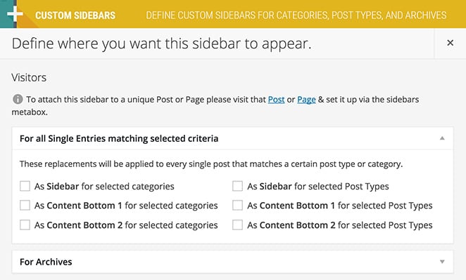 custom-sidebars-dynamic-widget-area-manager - SeedProd Settings page of Custom Sidebars – Dynamic Widget Area Manager plugin