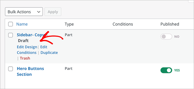 edit-sidebar-design - SeedProd Opening the custom sidebar template in SeedProd’s visual editor