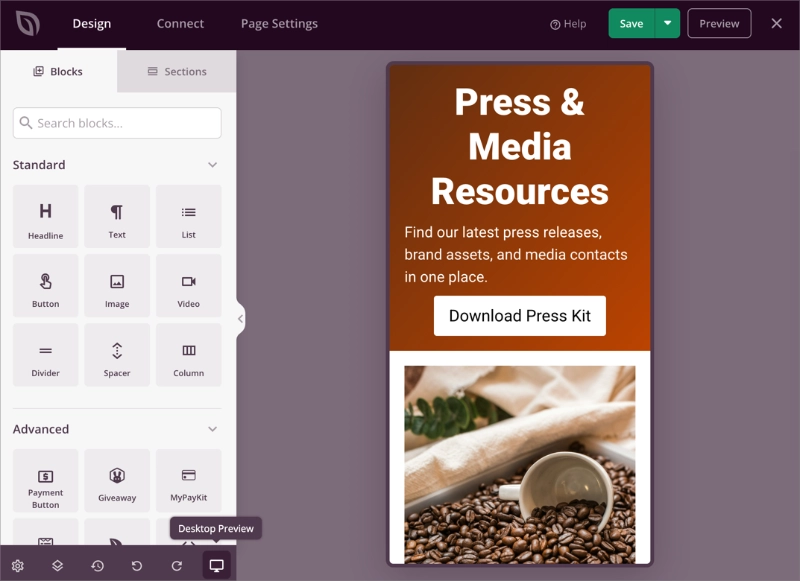 preview-press-page-mobile - SeedProd View your press page on mobile, tablet, and desktop in SeedProd