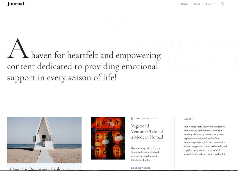 GeneratePress WordPress blog theme example with clean, lightweight design.