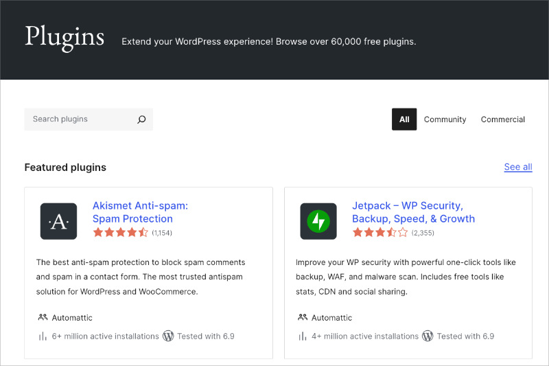 WordPress plugin directory illustrating how service businesses can add booking, forms, and client tools