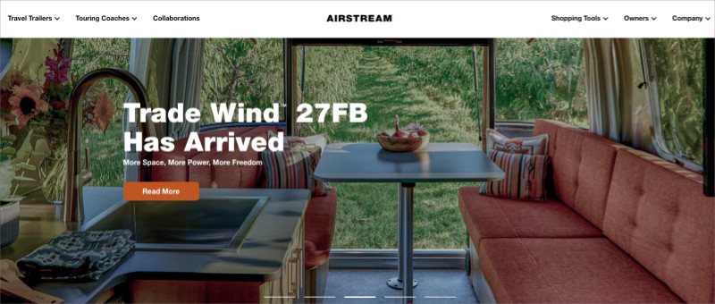 airstream - SeedProd Airstream brand website homepage leading with brand story and heritage photography
