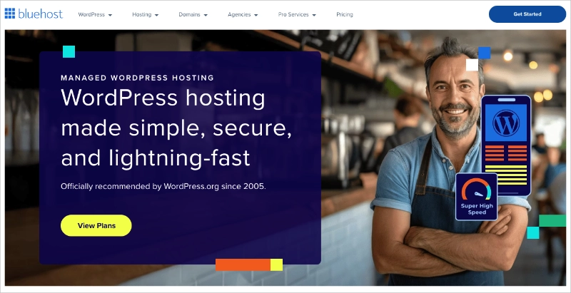 bluehost-WordPress-hosting - SeedProd Bluehost WordPress hosting plans page with pricing options