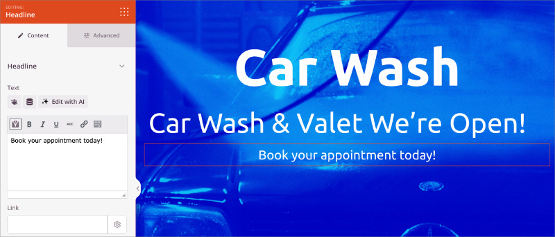 Editing a booking page headline in the SeedProd drag-and-drop editor