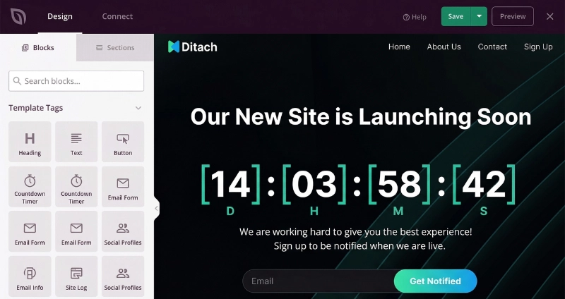 startup-coming-soon-page - SeedProd SeedProd Coming Soon page with email opt-in form for a startup launch