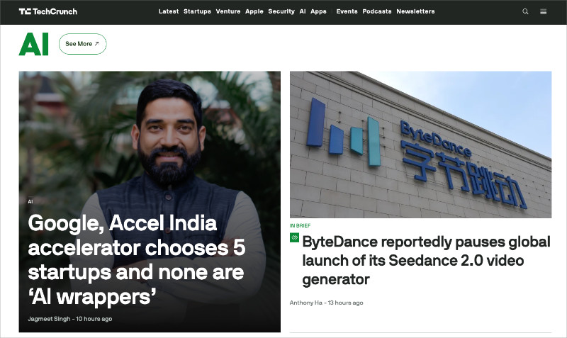 techcrunch-grid - SeedProd TechCrunch post grid layout showing category tabs and image-headline card design