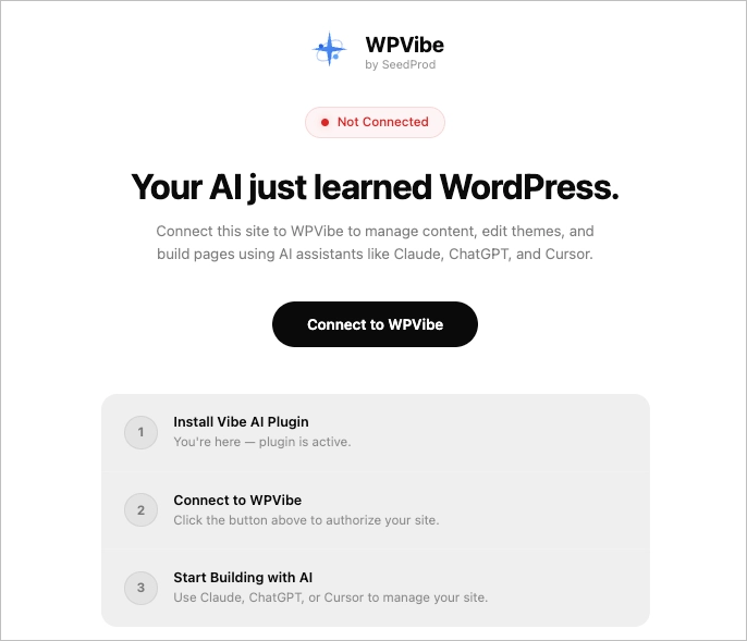 Connect WPVibe to WordPress