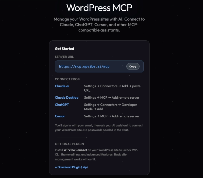 WPVibe MCP installation instructions
