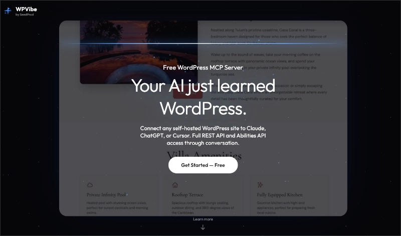 WPVibe: Servidor MCP gratuito para WordPress