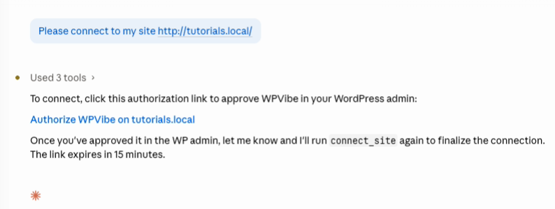 connect-wpvibe - SeedProd Asking Claude code to connect to a website using WPVibe