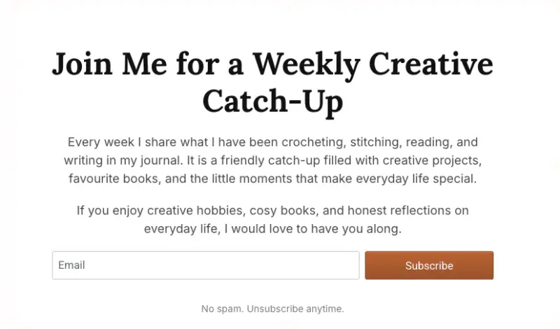 final-signup-page - SeedProd Finished newsletter signup page with headline, email form, and orange Subscribe button created with SeedProd using WPVibe in ChatGPT